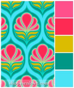 the color scheme for an art deco inspired wallpaper with pink, blue and green