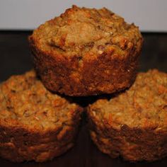 three muffins stacked on top of each other