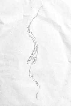 a pencil drawing of a long, wavy line in white paper with black ink on it