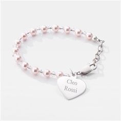 Engraved Pink & Sterling Silver Baby Bracelet Silver Baby Bracelet, Baby Bracelet, Bracelet, Sterling Silver, Silver, Pink