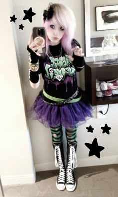 Scenecore Purple, Scene Fashion Aesthetic, Plus Size Scene Girl, Scenemo Outfits, Scene Girl Outfits