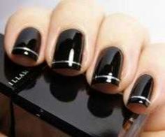 B Classy Black Nails, Black Manicure, Black Nail Art, Black Nail Polish, Her Nails, Super Nails, Silver Nails