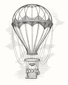 a drawing of a hot air balloon