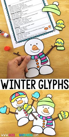 the winter glyphs worksheet for students to practice their writing skills