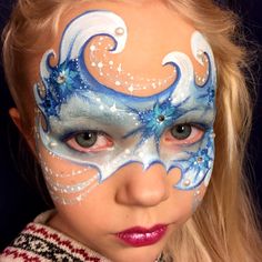 Water Face Painting, Water Face Paint, Ocean Face Painting, Ocean Face Paint, Ocean Makeup, Frozen Face Paint, Ocean Winter, Mime Face Paint