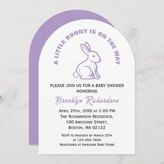 the bunny is on the way baby shower card