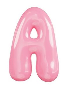 an inflatable pink letter shaped object on a white background