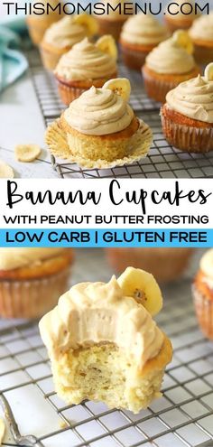 banana cupcakes with peanut butter frosting and low carb gluten free