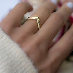 Stackable Open Rings With Simple Design For Anniversary, Simple Design Stackable Open Rings For Anniversary, Vs Clarity Open Band Stackable Rings For Wedding, Minimalist Crystal Ring With Vs Clarity For Weddings, Minimalist Crystal Wedding Ring With Vs Clarity, Chevron Ring Wedding, Vanki Ring, V Ring, Pave Wedding Bands