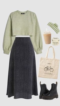 Niche Boards, Stile Blair Waldorf, Adrette Outfits, Beige Tote, Fest Outfits, Modesty Outfits, Green Outfits, Cute Modest Outfits, Easy Trendy Outfits