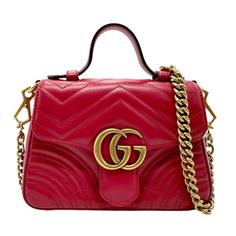 Used Gucci Handbag Shoulder Bag Gg Marmont Leather Red Gold Women's 547260 Z2336 (Sku: Gzl14g9q) === General === Brand : Gucci === Design === Type : Handbag, Shoulder Bag Material : Leather Color : Red Color Hardware Color : Gold Gender : Women === Size === Size (Hxwxd) : 15cm X 20cm X 8cm / 5.9'' X 7.87'' X 3.14'' === Included Items === Accessories : None Accessories Notice : Before Purchasing, Please Refer To The Images Of The Accessories Included With The Item. === Condition === Condition : U Gucci Design, Gucci Handbag, Bags Gucci, Gg Marmont, Gucci Handbags, Red Gold, Gucci Bag, Red Color, Luxury Branding