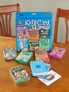 the kids'card games are on the table