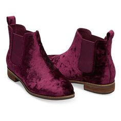 Nwt Tom's Velvet Chelsea Boot In Black Cherry, Size 6. Gorgeous, Soft Booties, In A Vibrant Color, Perfect For Fall! Please Ask Questions Before Purchase. Smoke Free, Pet Friendly Home. Thank You For Looking! Velvet Flat Boots, Eclectic Shoes, Wedding Cowboy Boots, Velvet Boots, Aesthetic Shoes, Womens Toms, Black Cherry, Chelsea Boot, Toms Shoes