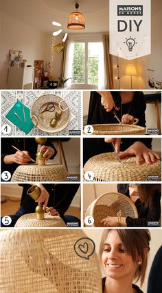 the instructions for making a straw hat are shown in this photo, and it is easy to make