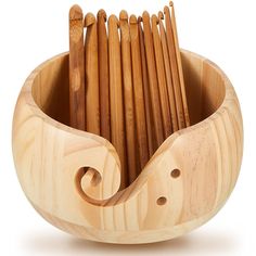 PRICES MAY VARY. Package content: you will get a wooden yarn bowl which is small enough to carry around and 12 pieces different sizes bamboo crochet hooks, which are so smooth and light that users who suffer with joint pain or are arthritic can use them for hours. Size information: the inner diameter of the bowl is about 13.5 cm and the height is about 8 cm/ 3.2 inches, which is enough space for you holding 1 or 2 pieces yarn balls when knitting; 12 Different sizes crochet hook: about 3 mm, 3.5 Wool Storage, Round Knitting, Wooden Yarn Bowl, Knitting Storage, Knitting Bowl, Bamboo Knitting Needles, Knitting Diy, Sewing Storage, Sewing Supplies Storage