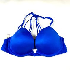 New Victorias Secret 32c Pushup Bra Front Close Padded Strappy Solid Blue #1532 Lot #1532 Minimal Staining/Pilling Underwire Padded Adjustable Straps Darker Blue Than Pics Perceive Front Close Closure Strappy Detail Blue Push-up Bra With Adjustable Straps, Blue Push-up Bra With Lined Body, Victoria's Secret Stretch Blue Bra, Victoria's Secret Blue Push-up Bra, Victoria's Secret Blue Underwire Bra, Summer Push-up Bra In Blue, Blue Padded Cup Bra By Victoria's Secret, Blue Push-up Bra With Padded Cups, Victoria's Secret Blue Bra With Padded Cups