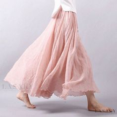 Lasaky - Beautiful Midi Dress with Double Layers of Soft Cotton and Linen Bohemian Maxi Skirt, Travel Skirt, Pink Maxi Skirt, Maxi Rok, Beige Boho, Bohemian Maxi, Pink Maxi, Loose Fitting Dresses, Boho Skirts