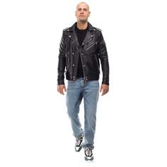 ITALIAN MEN BIKER LEATHER JACKET   MADE WITH GENUINE LAMBSKIN  LEATHER . COLOR :  BLACK SIZE : FOR MORE DETAILS OF THE MEASUREMENTS PLEASE CHECK THE PICTURE  #6. MADE IN ITALY  We've done our best to represent our true colors but due to the differences in screen resolution for computer monitors, colors can vary slightly.   MATERIAL All our skins are tanned in Italy We Guaranty 100% the quality of what we are selling.   SHIPPING & HANDLING LEATHER JACKETS will be shipped by UPS / DHL (it depends Leather Roll, Italian Men, Leather Skin, Biker Leather, Leather Biker Jacket, Computer Monitors, Slim Fit Men, Leather Jackets, Lambskin Leather