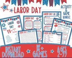 labor day printables and activities for kids to play with in the classroom or at home