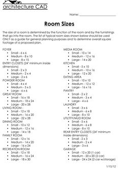 room sizes worksheet for students to learn how to use the printable numbers