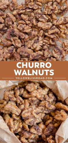 some food that is sitting on top of a table with the words churro walnuts