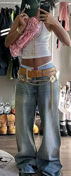 Lil Tecca Concert Outfit, Layered Belts Outfit, Slay Fits, 00s Mode, Statement Pants, Mode Zara, Looks Street Style, Original Fashion