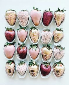 there are many chocolate covered strawberries in the shape of hearts