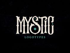 the logo for mystig logos is shown on a black background with white lettering