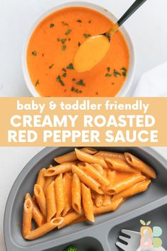 Homemade sauces are a great way to add new flavor experiences and nutrition to little ones' meals. One of my favorite sauces to make is a versatile creamy red pepper sauce made with just 6 ingredients and great for pasta, dipping, and drizzling! Toddler Pasta Sauce, Creamy Red Pepper Sauce, Creamy Roasted Red Pepper Sauce, Red Pepper Pasta Sauce, Sweet Pepper Recipes, Plated Food, Red Bliss Potatoes, Roasted Red Pepper Pasta, Baby Meals