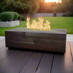 Aspen Rectangle Fire Table - Wood Grain Concrete (GFRC) - Modofire Concrete Fire Pits, Urn Planters, Planter Table, Concrete Wood, Water Bowl, Fire Bowls, Fire Table, Fire Pit Table, Wood Board