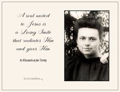 a black and white photo of a woman with a quote from st elizabeth of lima