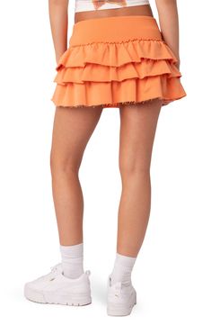 Fun, frayed and ready to play, this sherbet-shaded skirt will be a summery staple. 95% cotton, 5% spandex Machine wash, dry flat Imported Summer Wardrobe Essentials, Orange Skirt, Swimwear Dress, Terry Fabric, French Terry Fabric, Baby Boy Shoes, Made Clothing, Toddler Girl Outfits, Comfortable Dress