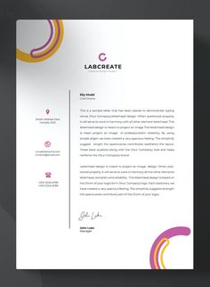 a letterhead with colorful circles on it