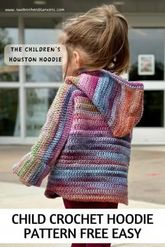 The Children's Houston Hoodie is a cozy and whimsical crochet creation that promises warmth and style for your little ones! You can view this easy crochet child hoodie pattern free on my blog. This child crochet hoodie pattern is constructed flat and seamed together at the sides instead of the back! It’s super simple crochet kids hoodie pattern. #crochethoodie #freepattern Easy Crochet Childs Cardigan, 5t Sweater Crochet Pattern, Childs Crochet Cardigan Pattern, Childs Cardigan Crochet Pattern Free, Crochet Pattern For Cardigan Free, Crochet Sweaters For Kids, Child Cardigan Crochet Pattern Free, 2t Crochet Cardigan Pattern Free, Crochet Like Knitting Pattern