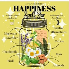 Happiness Spell, Witchcraft Spells For Beginners, Happy Jar, Witch Herbs