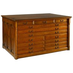 an old wooden dresser with many drawers