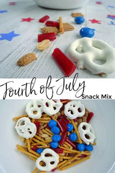 the fourth of july snack mix is ready to be eaten