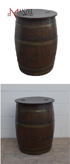 an old wooden barrel is sitting on the floor and next to it's base