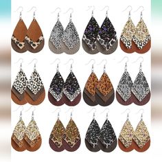 New, Unworn Handmade Teardrop Lightweight Leopard Print Dangle Earrings Irish Earrings, Leopard Earrings, Silhouette Earring, Diy Leather Earrings, Faux Leather Earrings, Metal Earrings, Leather Diy, Diy Earrings, Leather Earrings