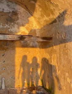 the shadow of two people standing next to each other