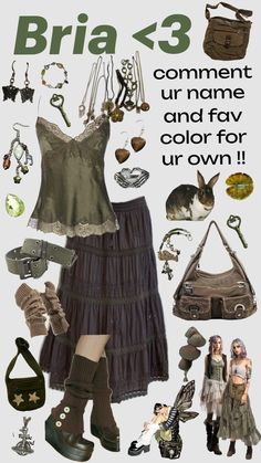 for @briastafford13 fairy grunge outfit inspo !! comment ur name and fav color for an outfit<3 #bria #comment #name #personalized #fairycore #fairygrunge #forest #green #brown Cottage Core Grunge, Forest Grunge, Harlequin Clown, Shoes Room