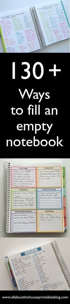 an empty notebook with the words, 30 + ways to fill an empty notebook