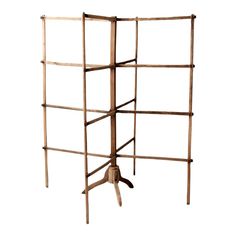 a wooden rack with four shelves on it