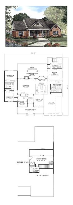 two story house plans with an open floor plan, and a second story one story home