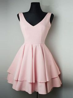 Cheap Simple V Neck Pink Homecoming Dresses Short Prom Dresses Online, Cute Pink Graduation Dresses, Formal Dresses, Evening Dresses Pretty Homecoming Dresses Short, Pink Homecoming Dress Short, Blue Graduation Dresses, Pretty Homecoming Dresses, Dresses Short Prom, Cocktail Bridesmaid Dresses, Teen Style, Short Satin, Blue Graduation