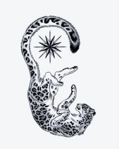 a black and white drawing of an animal with a star in the middle of it