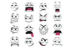 an assortment of cartoon faces with different expressions