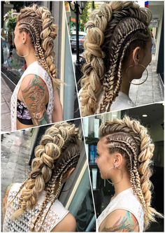 Braid In Hair, Viking Braids Female, Rocker Hair, Viking Braids, Rave Hair, Viking Hair, Hairdo For Long Hair, Cool Braids, Festival Hair