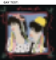 an image of two people kissing in front of a window with the words gay test on it