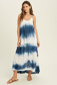 Perfectly ethereal and a beachy breeze, the Jess Dress is a summer dream. Exaggerated scoop neckline, indigo tie dye, shirring at neckline creates an extra flowy silhouette. MaterialSelf: 100% RayonLining 100% Rayon Adjustable StratpsLightweight Woven MaterialSide Gussets Model FitMegan is wearing a size MModel is wearing a size S Turmeric Dye, Dip Dye Dresses, Indigo Tie Dye, Kaftan Designs, Dye Dress